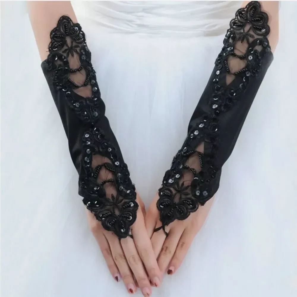 Pearl lace Bridal glove Wedding Prom Party Costume